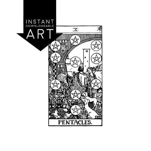 Ten of Pentacles Tarot Card | Digital Print