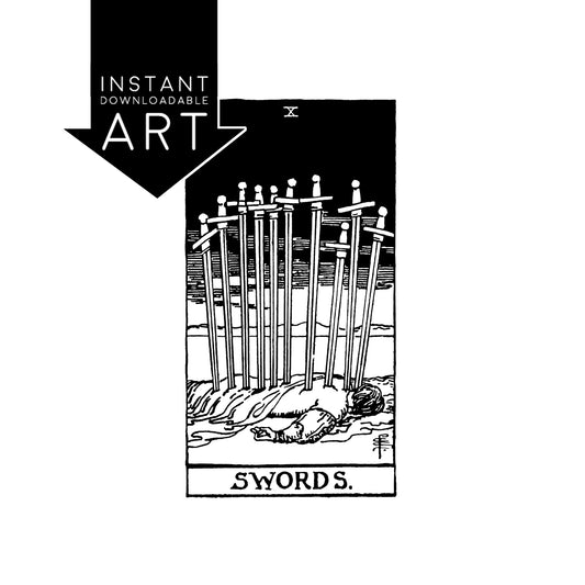 Ten of Swords Tarot Card | Digital Print