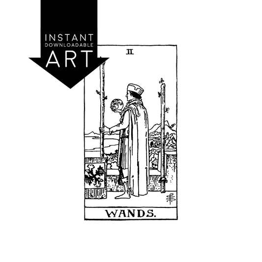 Two of Wands Tarot Card | Digital Print