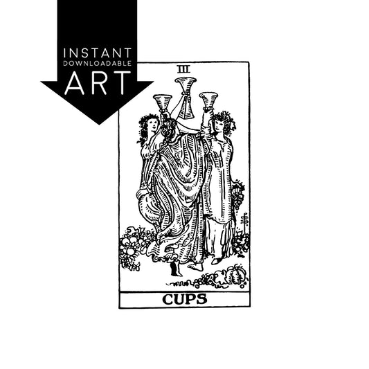 Three of Cups Tarot Card | Digital Print