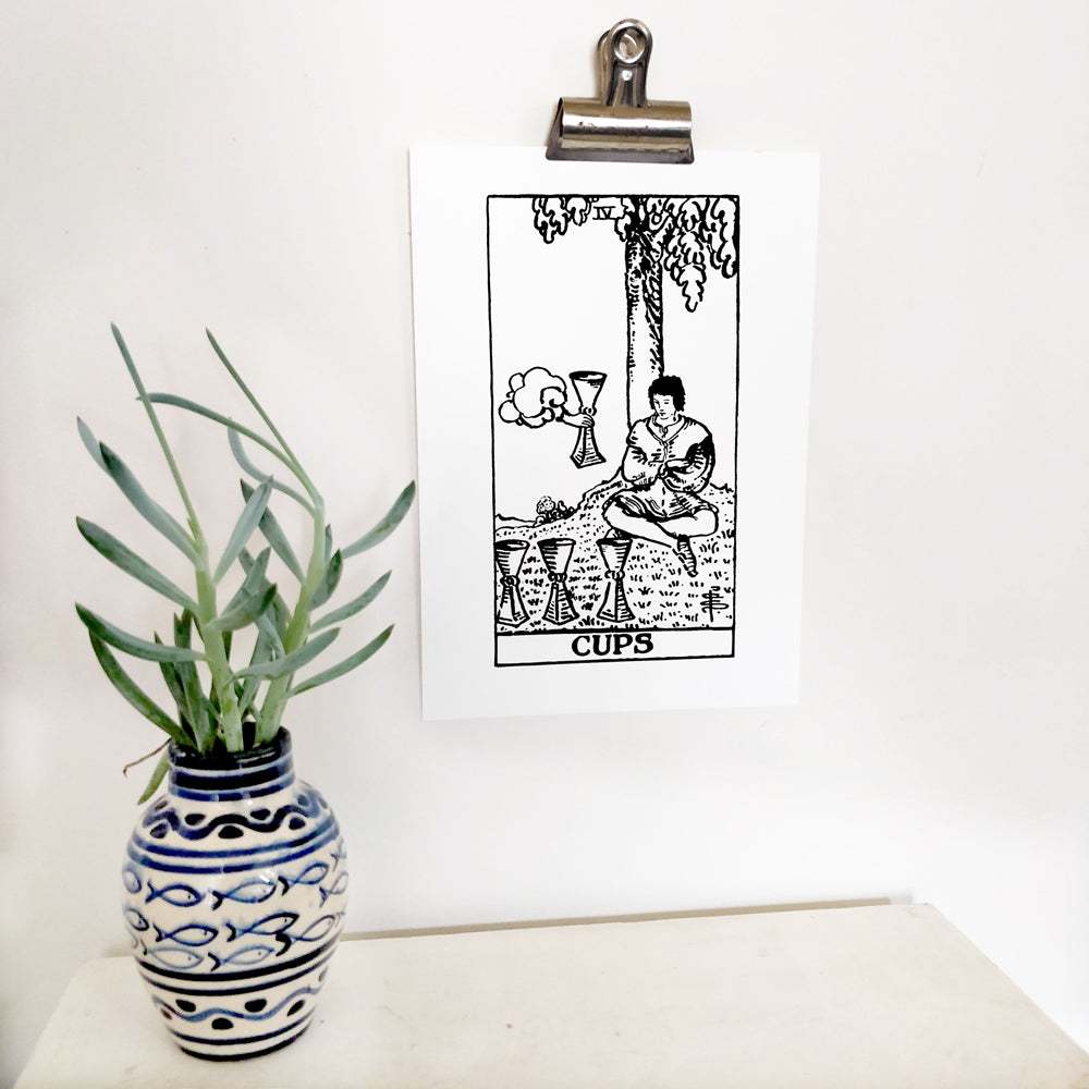 Four of Cups Tarot Card | Digital Print