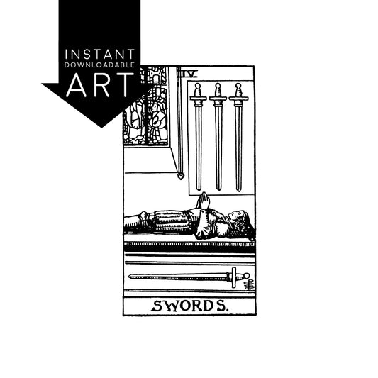 Four of Swords Tarot Card | Digital Print