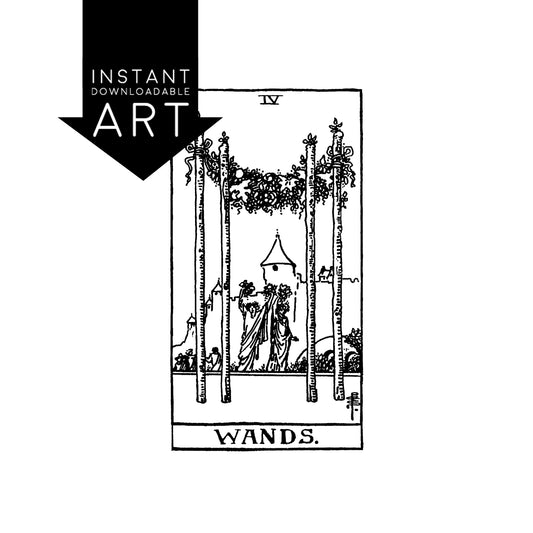 Four of Wands Tarot Card | Digital Print