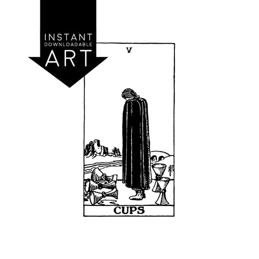 Five of Cups Tarot Card | Digital Print