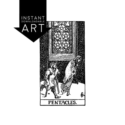 Five of Pentacles Tarot Card | Digital Print