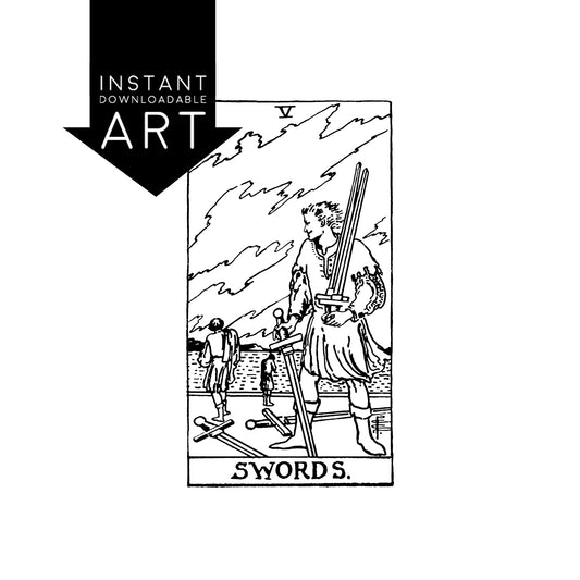 Five of Swords Tarot Card | Digital Print