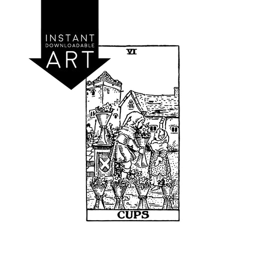 Six of Cups Tarot Card | Digital Print
