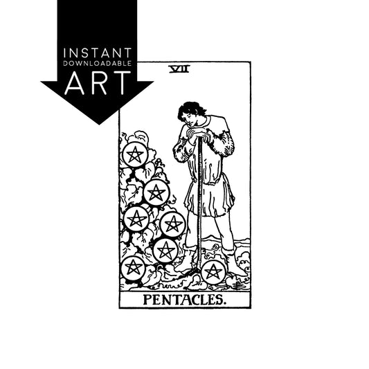 Seven of Pentacles Tarot Card | Digital Print
