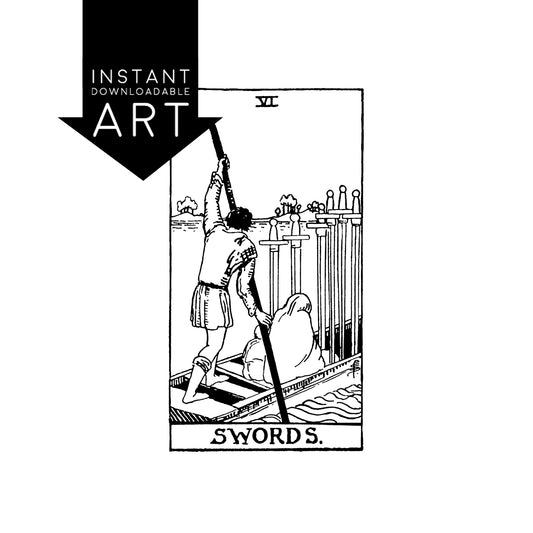 Six of Swords Tarot Card | Digital Print