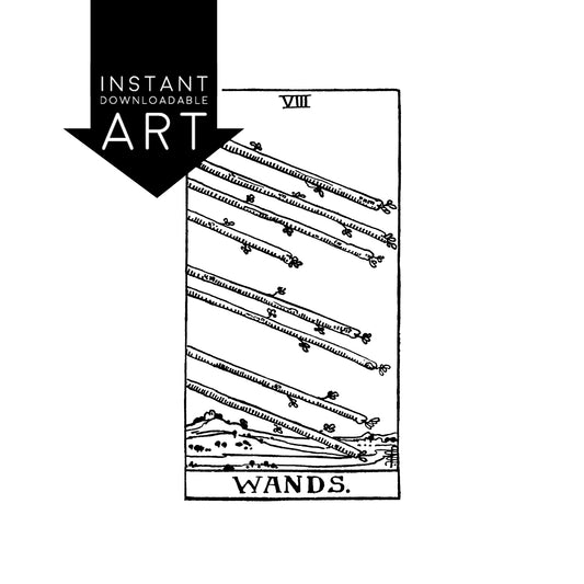 Eight of Wands Tarot Card | Digital Print