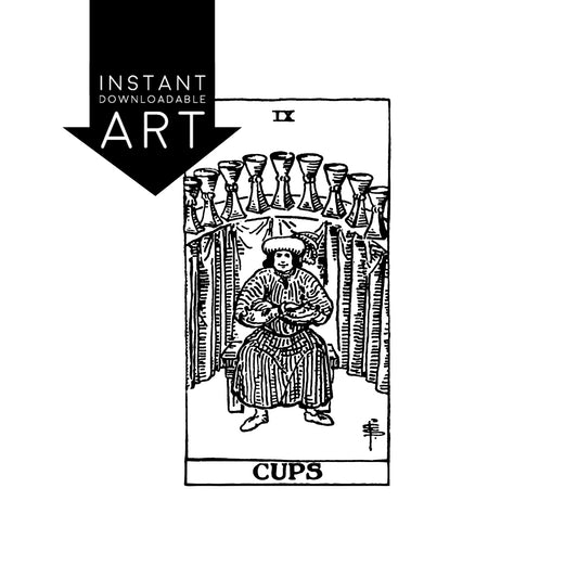 Nine of Cups Tarot Card | Digital Print