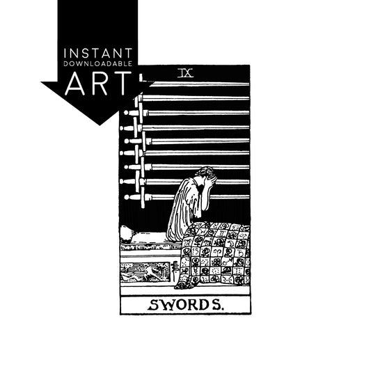Nine of Swords Tarot Card | Digital Print
