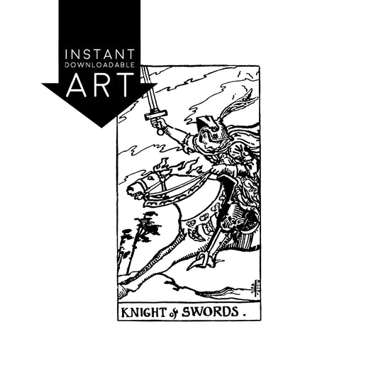 Knight of Swords Tarot Card | Digital Print