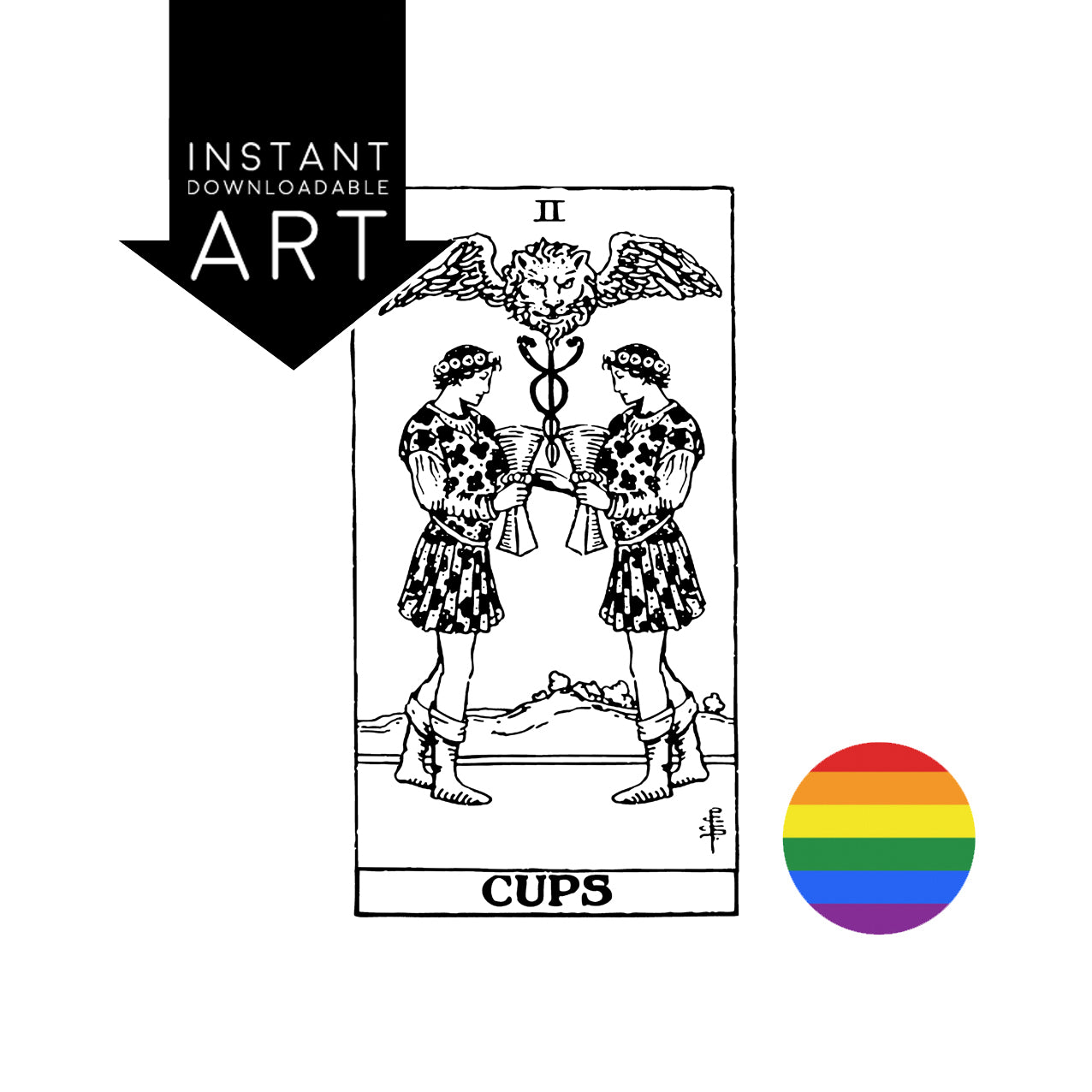 Male/Male | The Two of Cups | Gay Tarot Card | Digital Print
