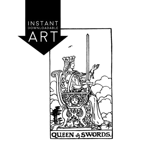 Queen of Swords Tarot Card | Digital Print
