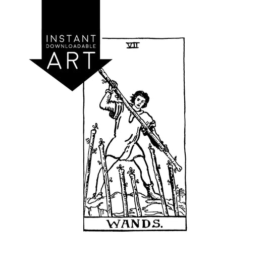 Seven of Wands Tarot Card | Digital Print