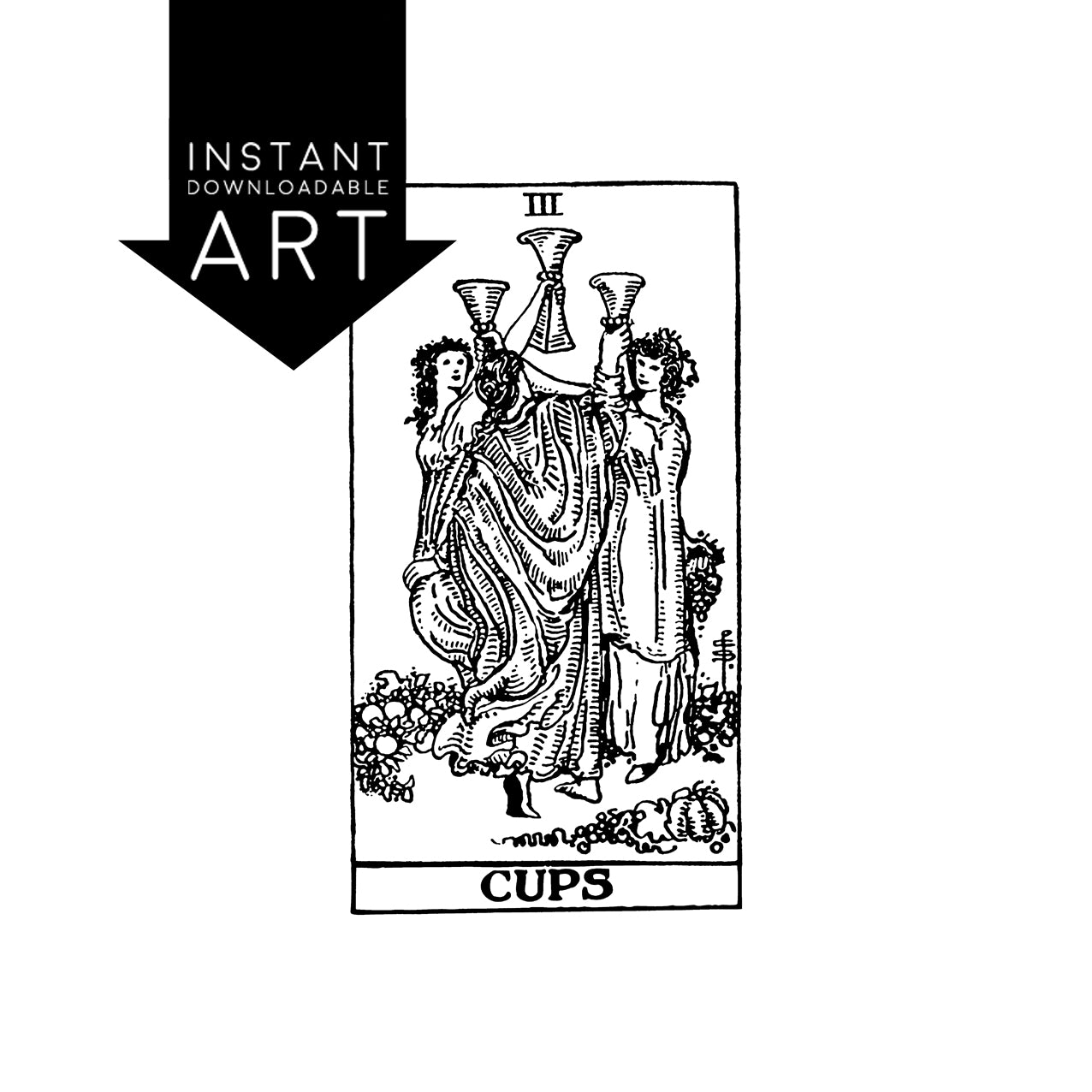 Three of Cups Tarot Card | Digital Print