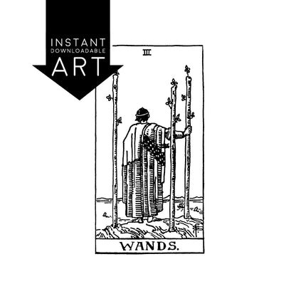 Three of Wands Tarot Card | Digital Print