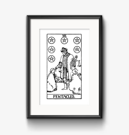 Six of Pentacles Tarot Card | Digital Print