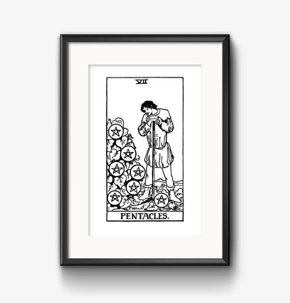 Seven of Pentacles Tarot Card | Digital Print