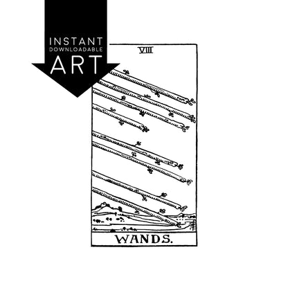 Eight of Wands Tarot Card | Digital Print