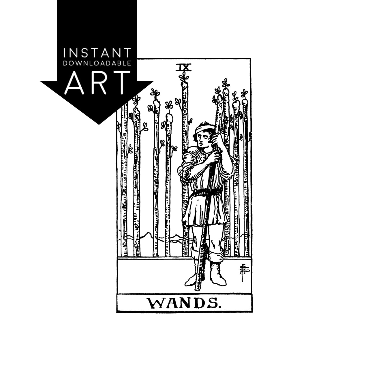 Nine of Wands Tarot Card | Digital Print