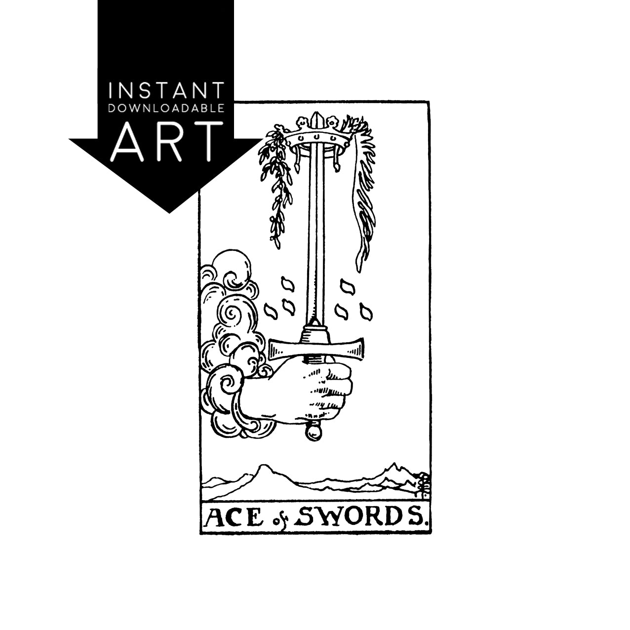 Ace of Swords Tarot Card | Digital Print