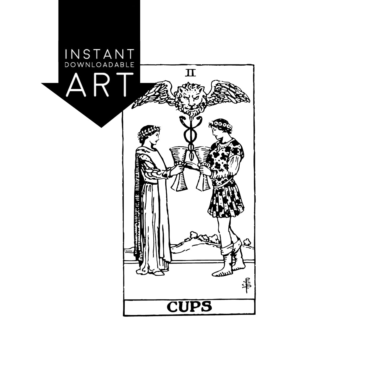 Two of Cups Tarot Card | Digital Print