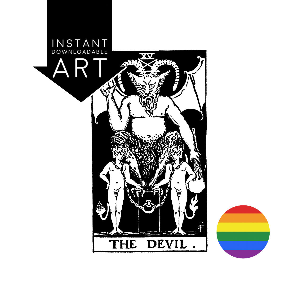 Male/Male | The Devil | Gay Tarot Card | Digital Print