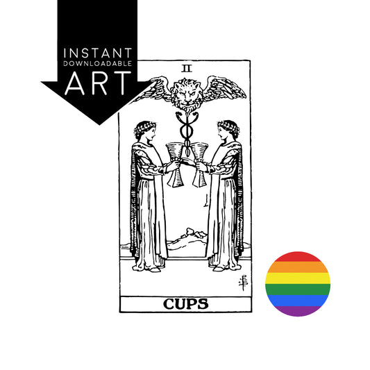 Female/Female | The Two of Cups | Lesbian Tarot Card | Digital Print