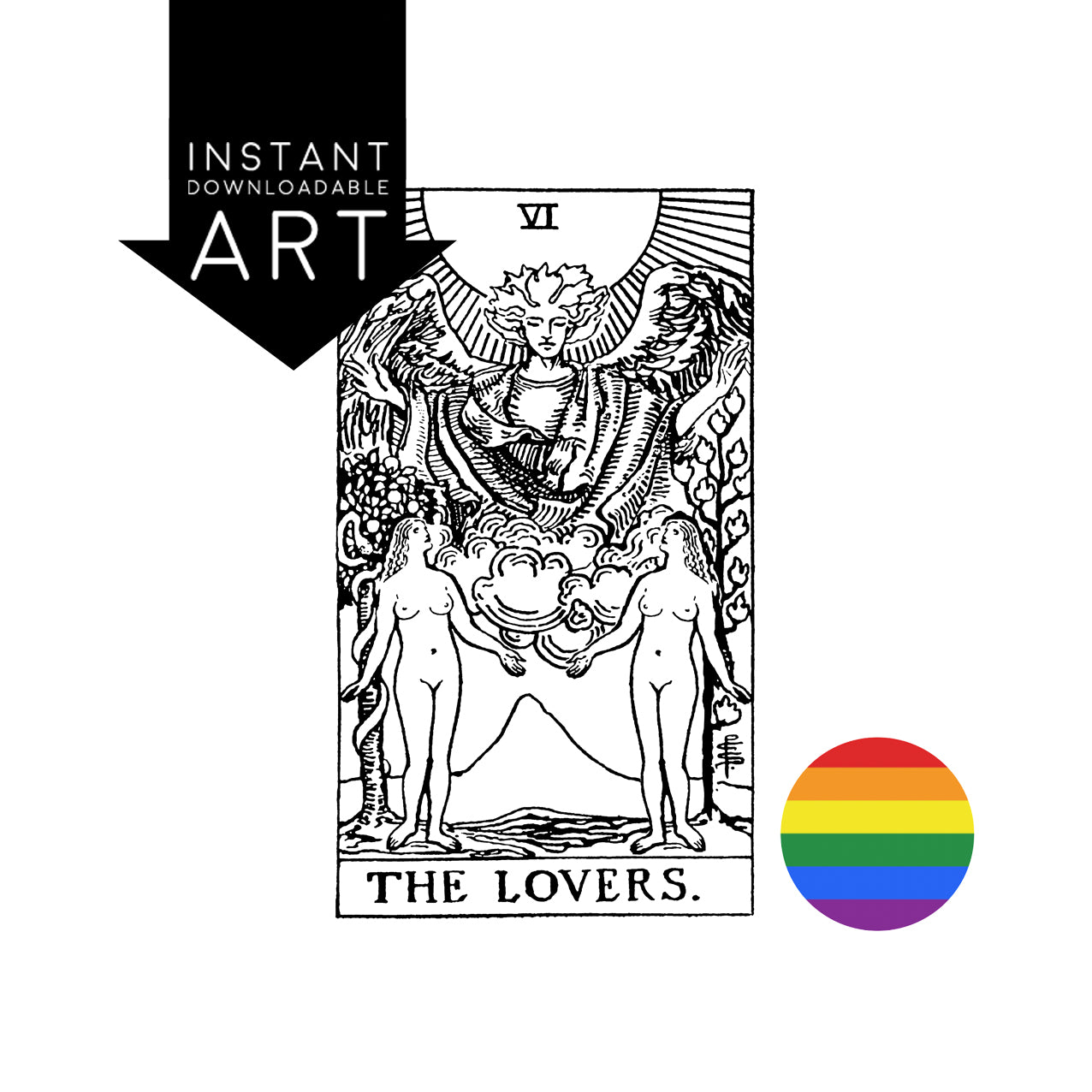 Female/Female | The Lesbian Lovers Tarot Card | Digital Print