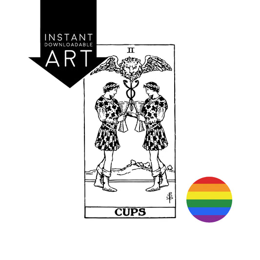 Male/Male | The Two of Cups | Gay Tarot Card | Digital Print