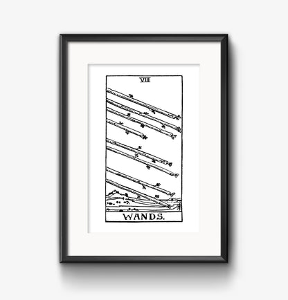 Eight of Wands Tarot Card | Digital Print